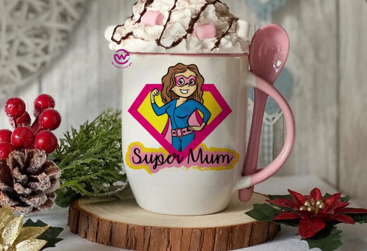 Mug with Spoon- Mom designs - WE PRINT