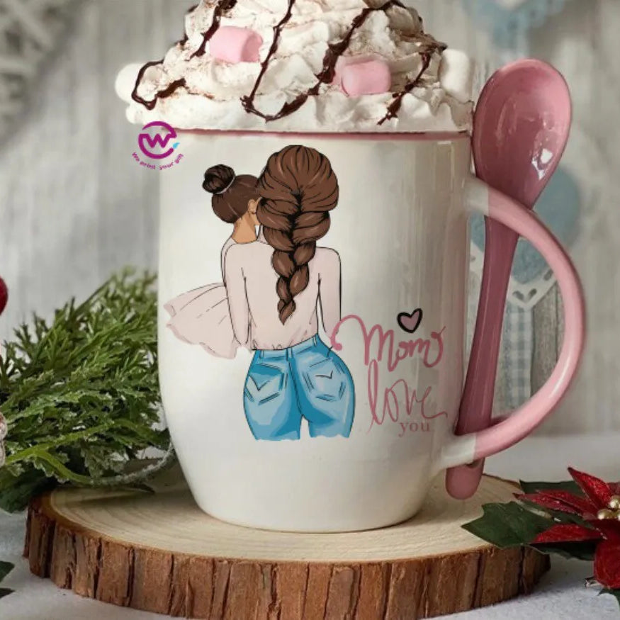 Mug with Spoon- Mom designs - WE PRINT
