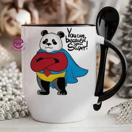 Mug-With Spoon - panda - WE PRINT