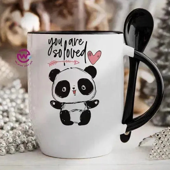 Mug-With Spoon - panda - WE PRINT