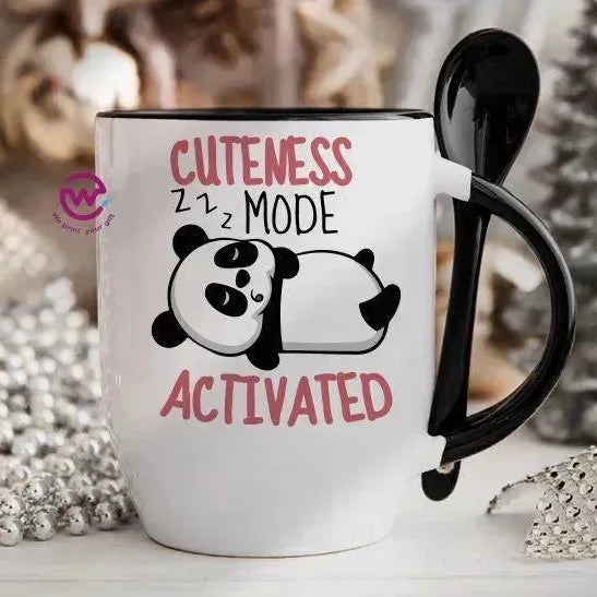 Mug-With Spoon - panda - WE PRINT