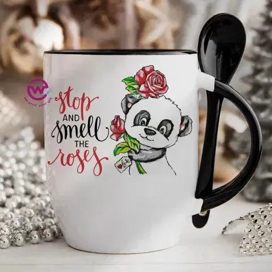 Mug-With Spoon - panda - WE PRINT