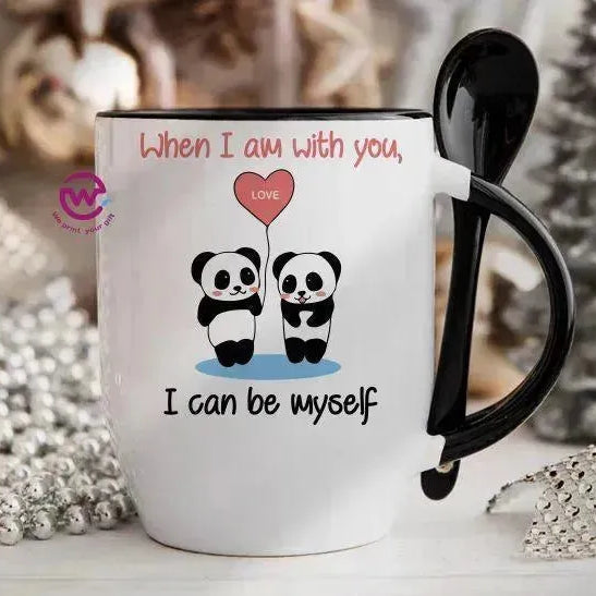 Mug-With Spoon - panda - WE PRINT