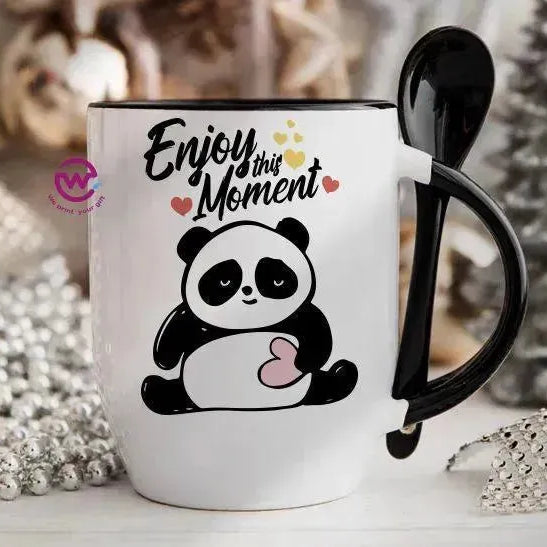 Mug-With Spoon - panda - WE PRINT