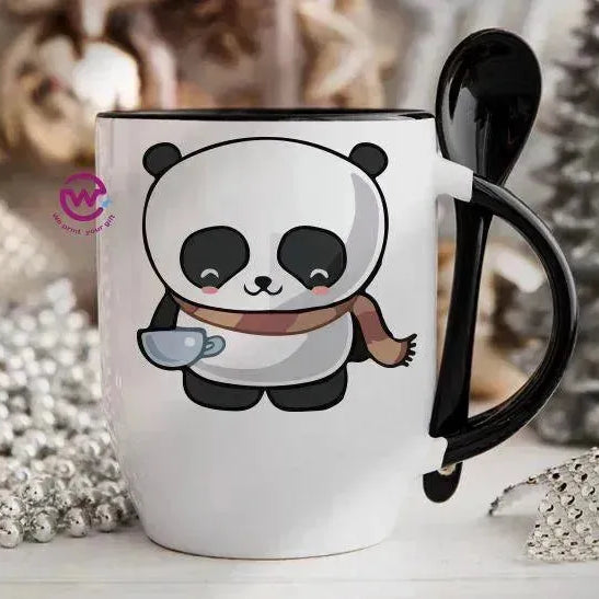 Mug-With Spoon - panda - WE PRINT
