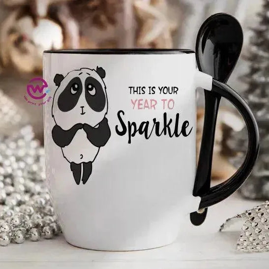 Mug-With Spoon - panda - WE PRINT