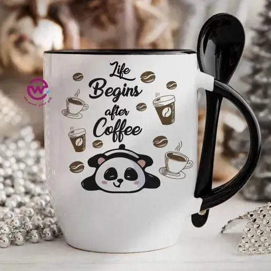 Mug-With Spoon - panda - WE PRINT