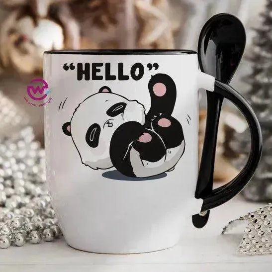 Mug-With Spoon - panda - WE PRINT