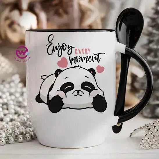 Mug-With Spoon - panda - WE PRINT