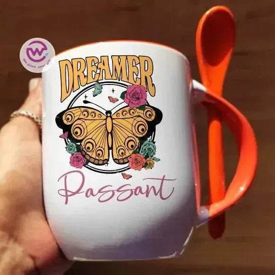 Mug-With Spoon - Retro - WE PRINT