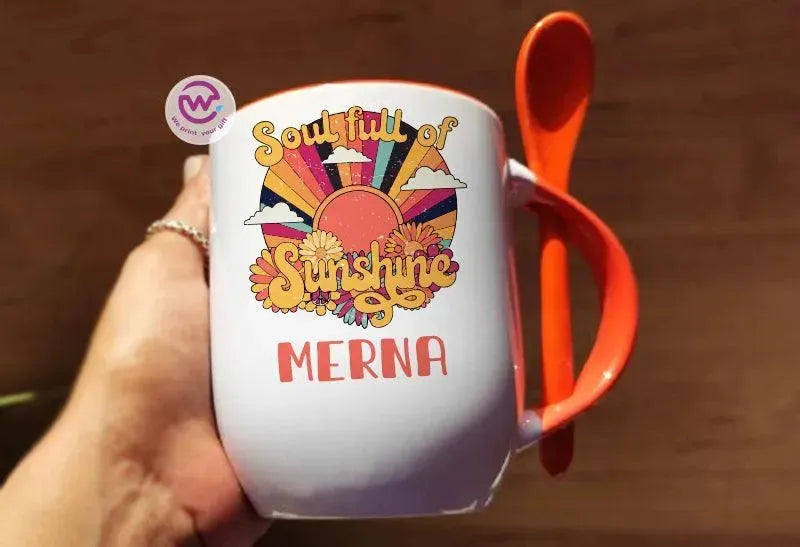 Mug-With Spoon - Retro - WE PRINT