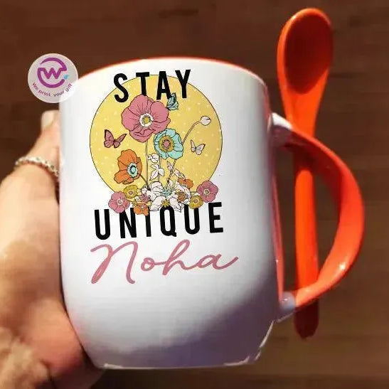 Mug-With Spoon - Retro - WE PRINT