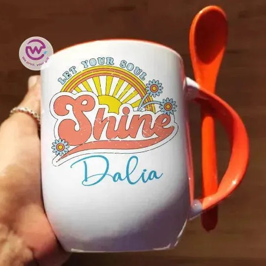 Mug-With Spoon - Retro - WE PRINT