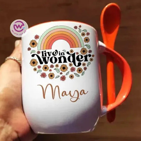 Mug-With Spoon - Retro - WE PRINT