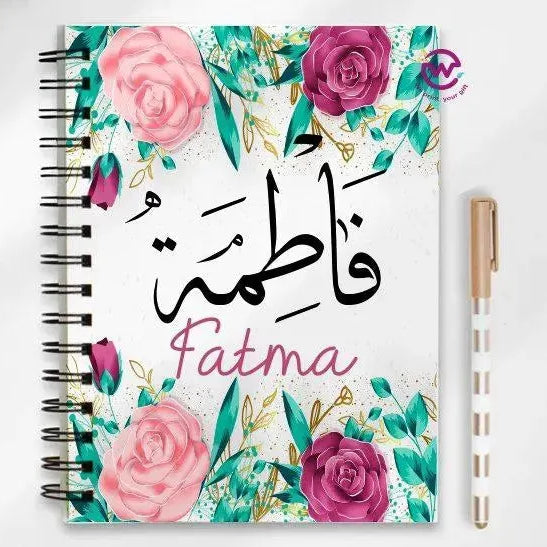 Notebook - A5 Size - Names-flowers background - WE PRINT