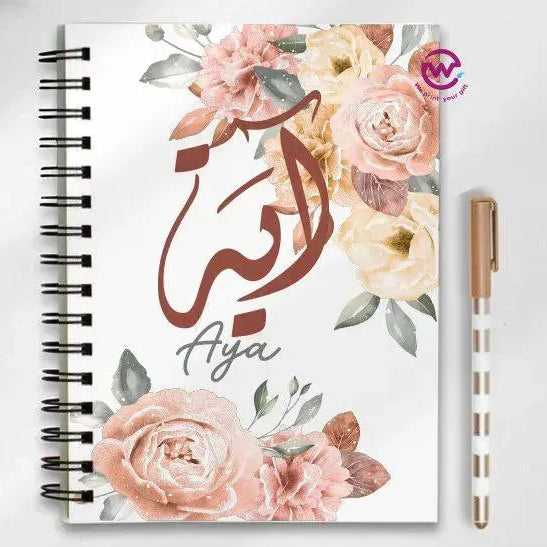 Notebook - A5 Size - Names-flowers background - WE PRINT