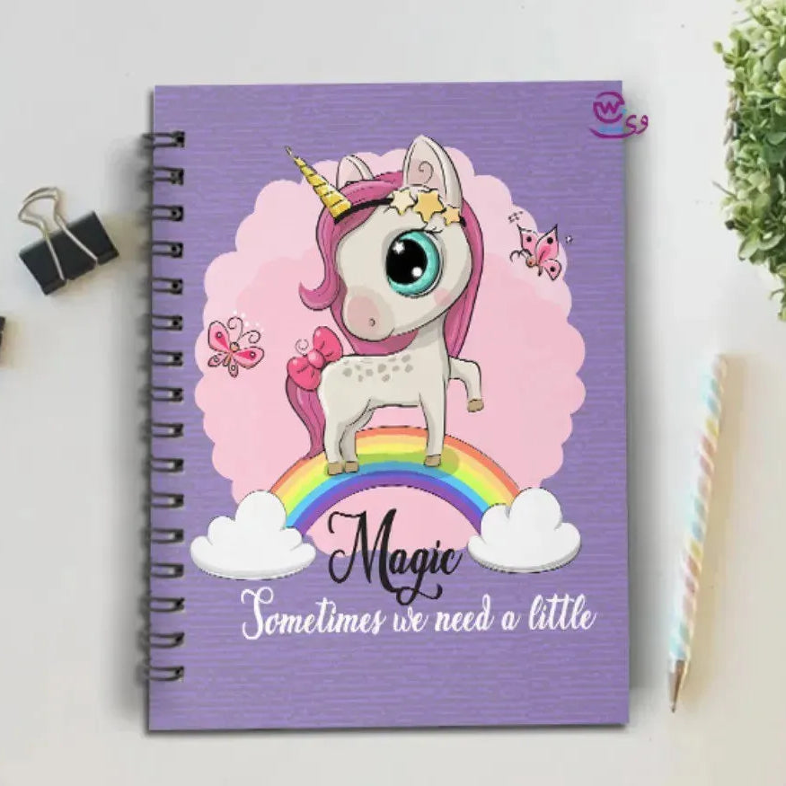 Notebook - A5 Size - Unicorn Designs - WE PRINT