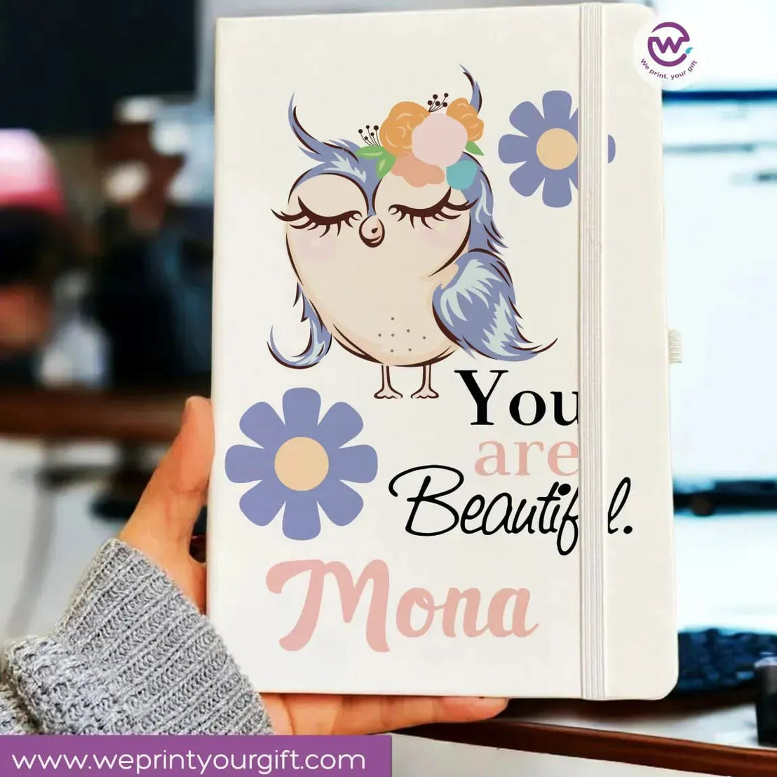 Notebook with Elastic Band - OWL - WE PRINT