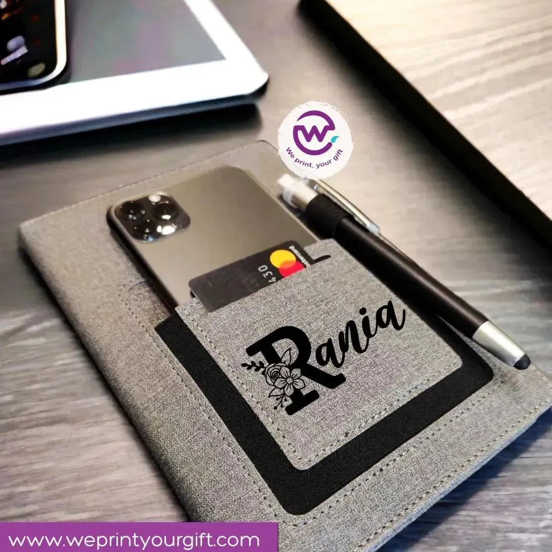 Notebook with fabric Cover& pocket- Names - WE PRINT