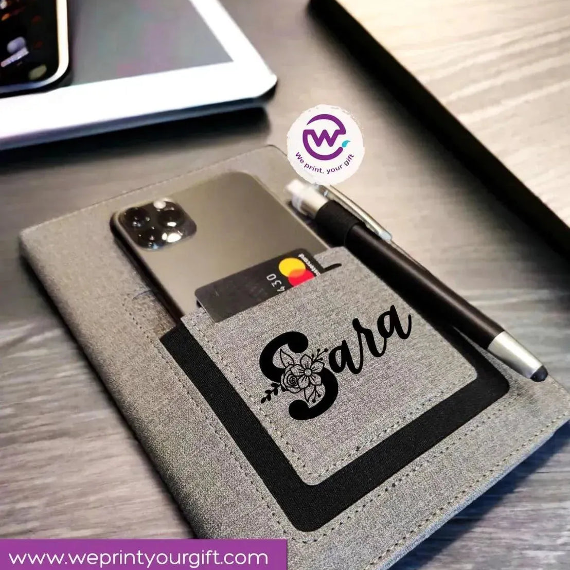 Notebook with fabric Cover& pocket- Names - WE PRINT