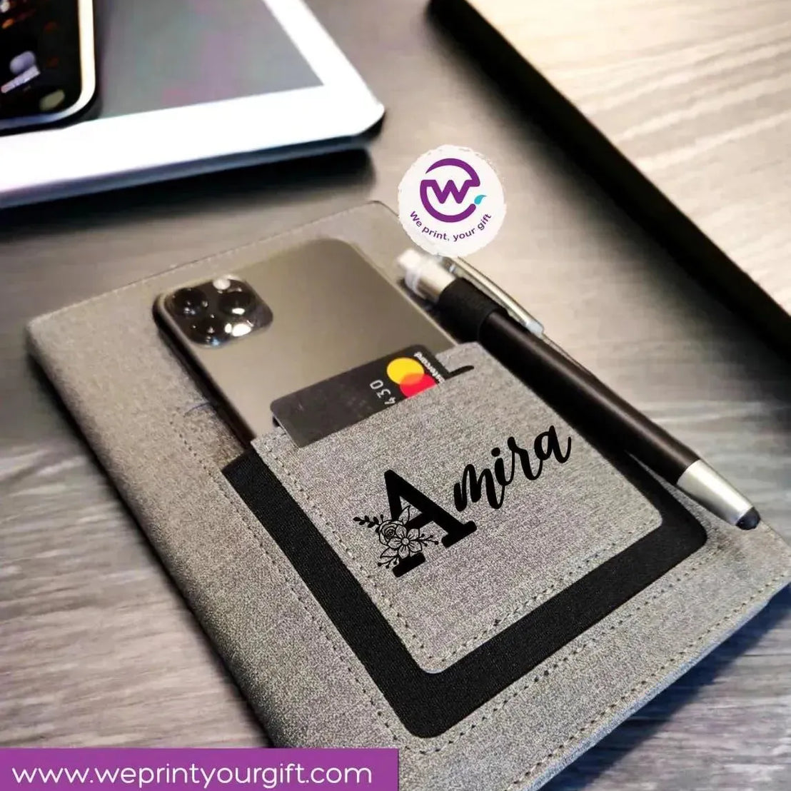 Notebook with fabric Cover& pocket- Names - WE PRINT