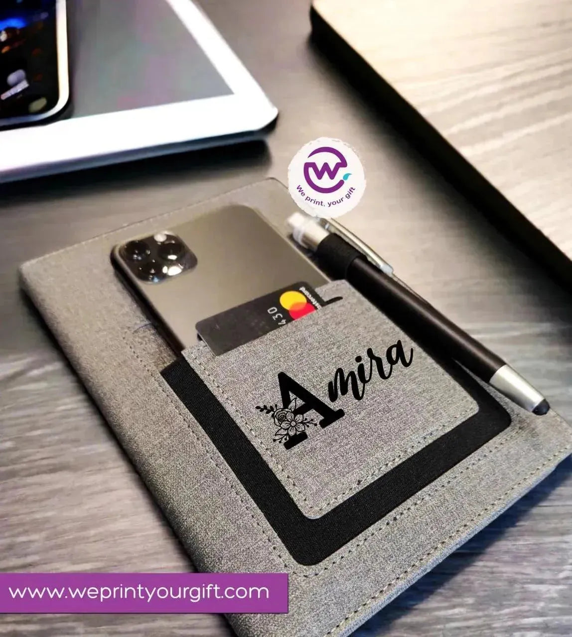 Notebook with fabric Cover& pocket- Names - WE PRINT