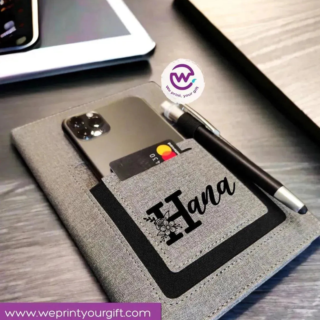 Notebook with fabric Cover& pocket- Names - WE PRINT