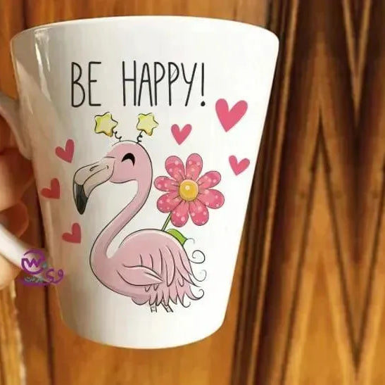 Personalized Mugs -Conical-Flamingos - WE PRINT