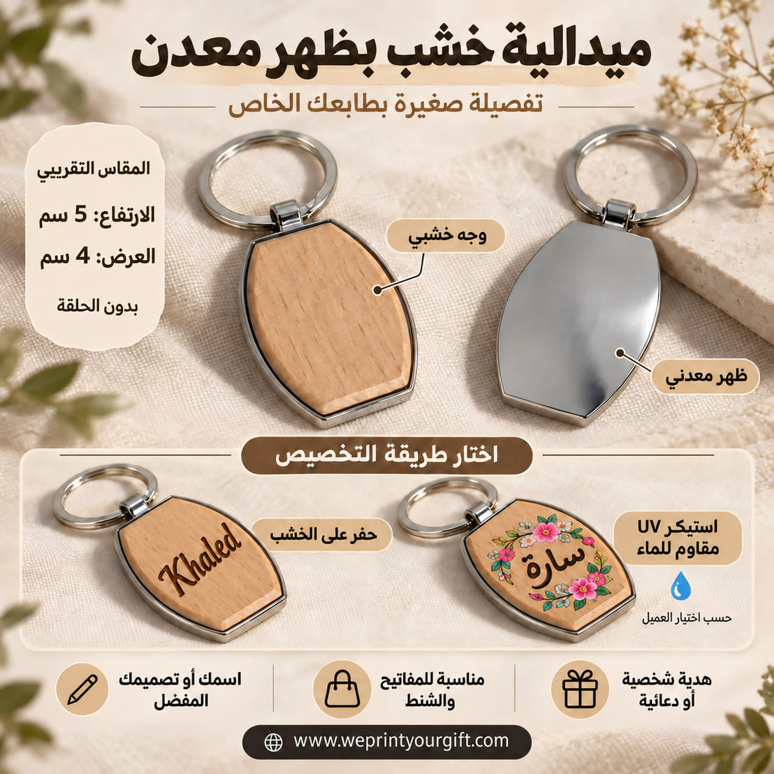 Wood & Metal Key Fob – Customization Options