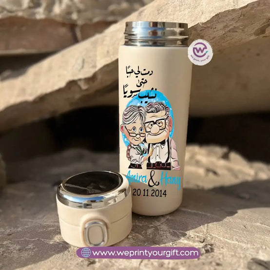 Stainless Steel Thermal Mug with Digital Temperature Display – 420ml- Valentine Cartoon Movie–Inspired Designs - WE PRINT