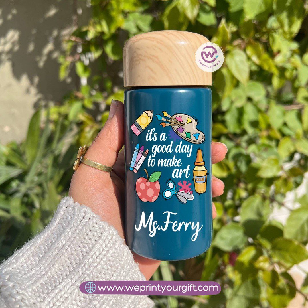 Mini Thermal Coffee Mug – (150ml & 250ml) | Wooden Lid - Teacher Appreciation Edition