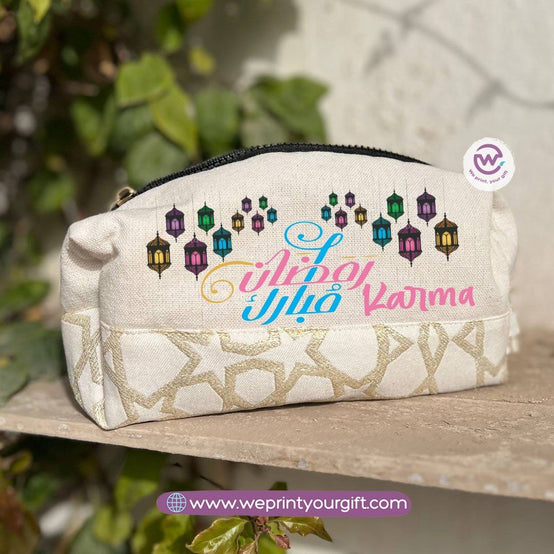 Islamic Pattern Ramadan Boxy Pouch – Cotton Makeup & Pencil Case