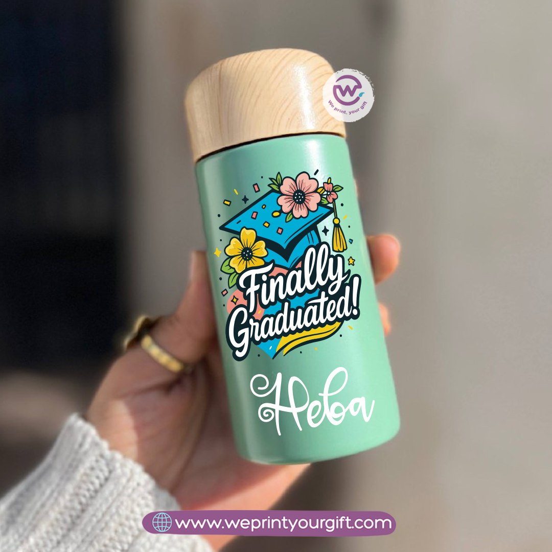 Mini Thermal Coffee Mug – (150ml & 250ml) | Wooden Lid - Graduation Digital Art Edition