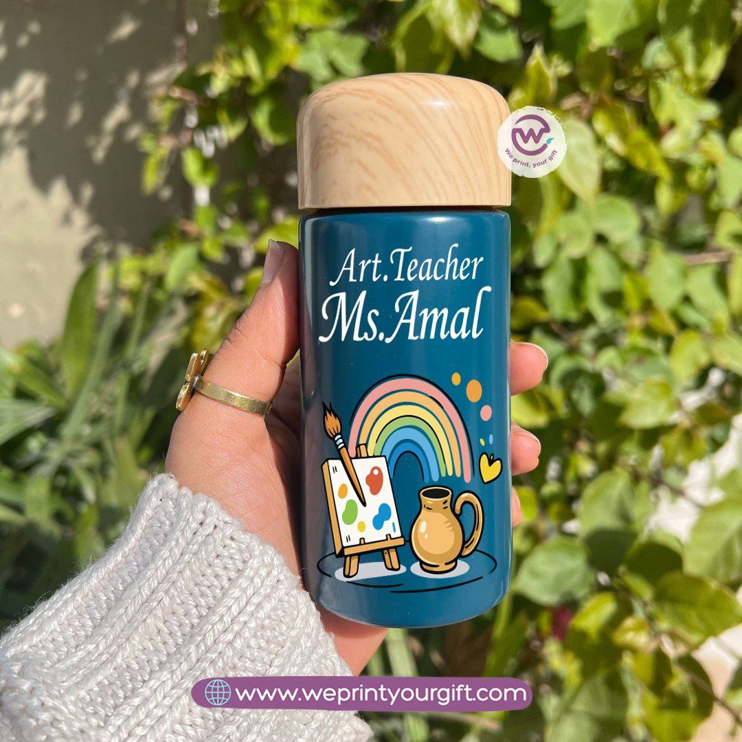 Mini Thermal Coffee Mug – (150ml & 250ml) | Wooden Lid - Teacher Appreciation Edition