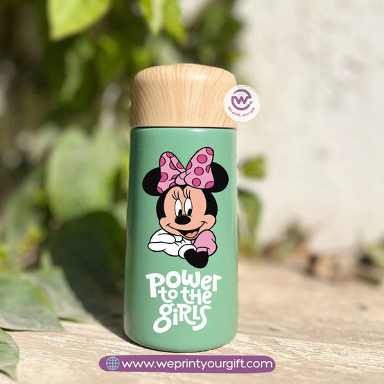 Mini Thermal Coffee Mug – (150ml & 250ml) | Wooden Lid - Mickey & Minnie Style Designs
