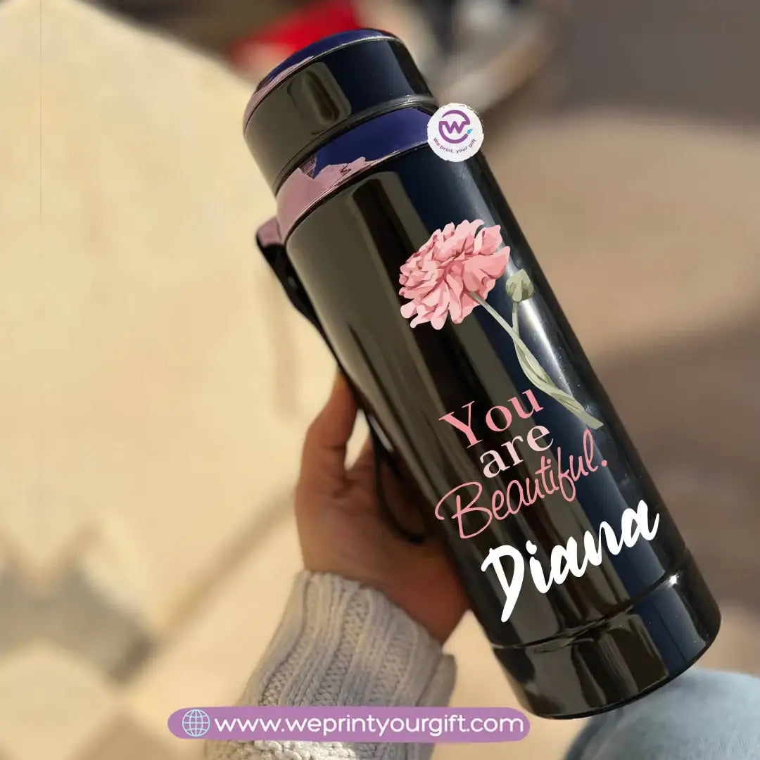 Thermal Bottle Stainless Steel with Infuser – 800ml | Floral Motivational Personalized Design - WE PRINT