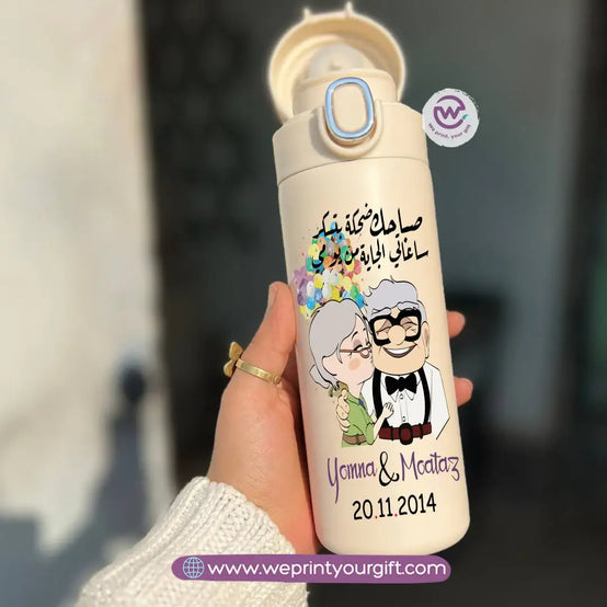 Stainless Steel Thermal Mug with Digital Temperature Display – 420ml- Valentine Cartoon Movie–Inspired Designs - WE PRINT