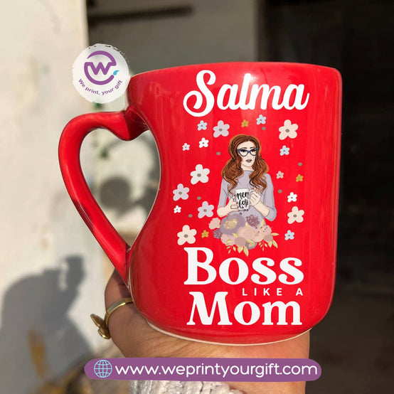 Hollow Heart Handle Mug – 350 ml | Mother’s Day Designs | UV Raised Sticker Printing