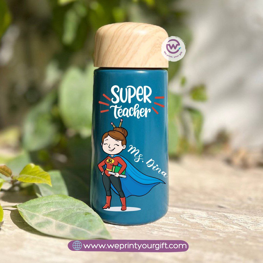 Mini Thermal Coffee Mug – (150ml & 250ml) | Wooden Lid - Teacher Appreciation Edition