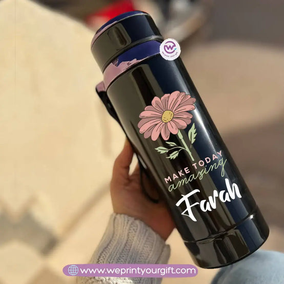 Thermal Bottle Stainless Steel with Infuser – 800ml | Floral Motivational Personalized Design - WE PRINT