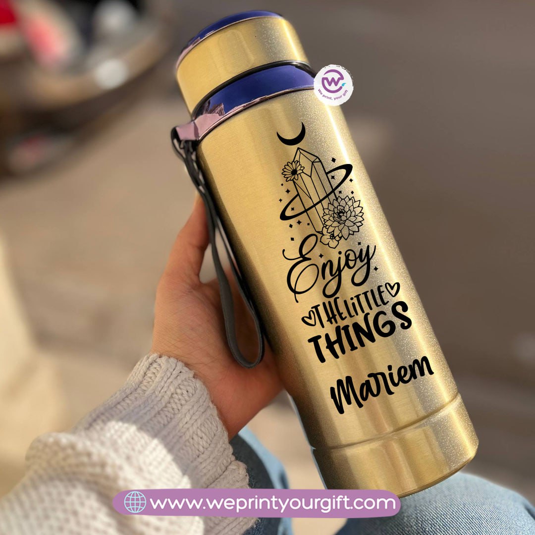 Thermal Bottle Stainless Steel with Infuser – 800ml | Motivational One Line Art Design