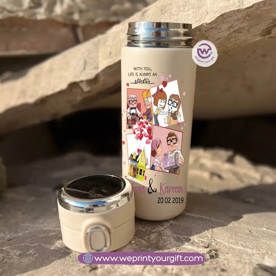 Stainless Steel Thermal Mug with Digital Temperature Display – 420ml- Valentine Cartoon Movie–Inspired Designs - WE PRINT