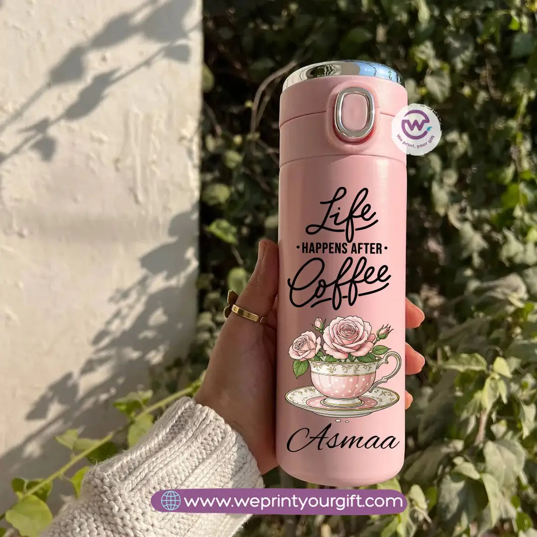 Stainless Steel Thermal Mug with Digital Temperature Display – 420ml - Motivational Floral Designs - WE PRINT