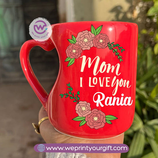 Hollow Heart Handle Mug – 350 ml | Mother’s Day Designs | UV Raised Sticker Printing