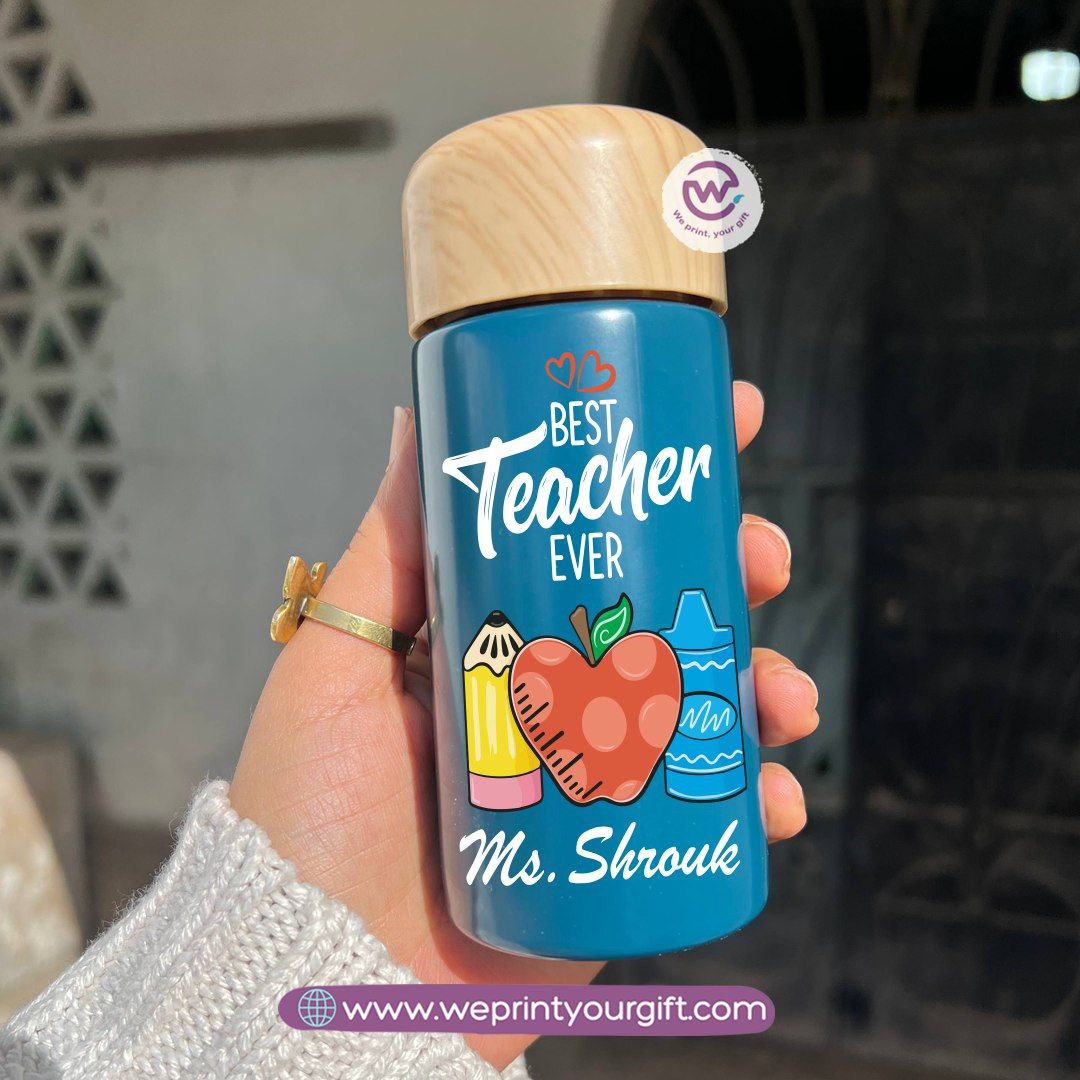 Mini Thermal Coffee Mug – (150ml & 250ml) | Wooden Lid - Teacher Appreciation Edition