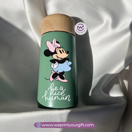 Mini Thermal Coffee Mug – (150ml & 250ml) | Wooden Lid - Mickey & Minnie Style Designs