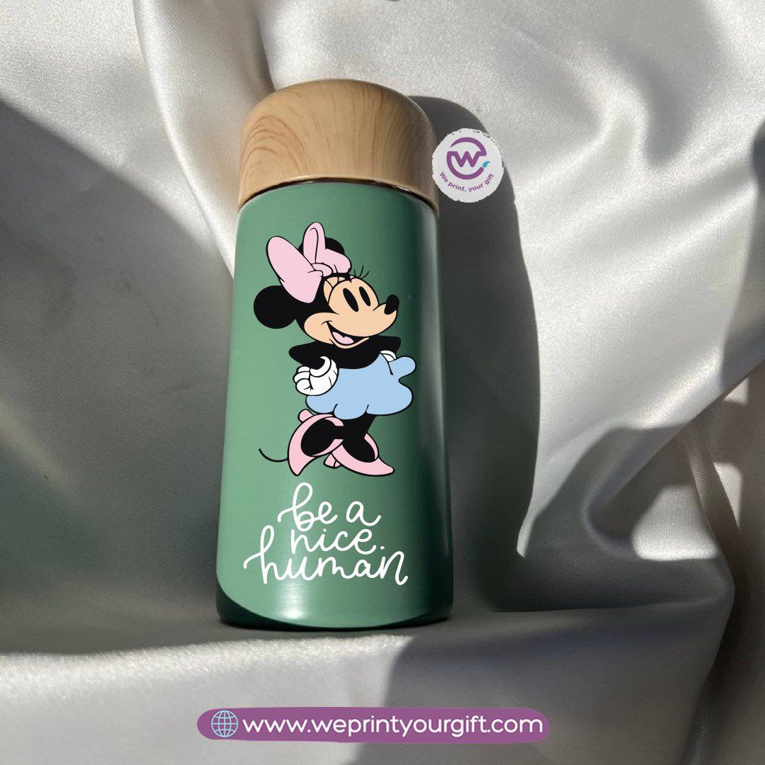 Mini Thermal Coffee Mug – (150ml & 250ml) | Wooden Lid - Mickey & Minnie Style Designs