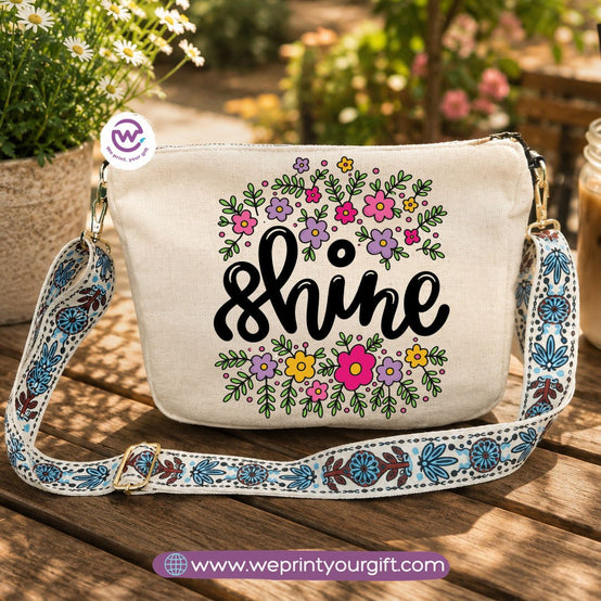 Encouraging Quote Shoulder Bags with Colorful Straps