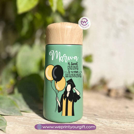 Mini Thermal Coffee Mug – (150ml & 250ml) | Wooden Lid - Graduation Digital Art Edition