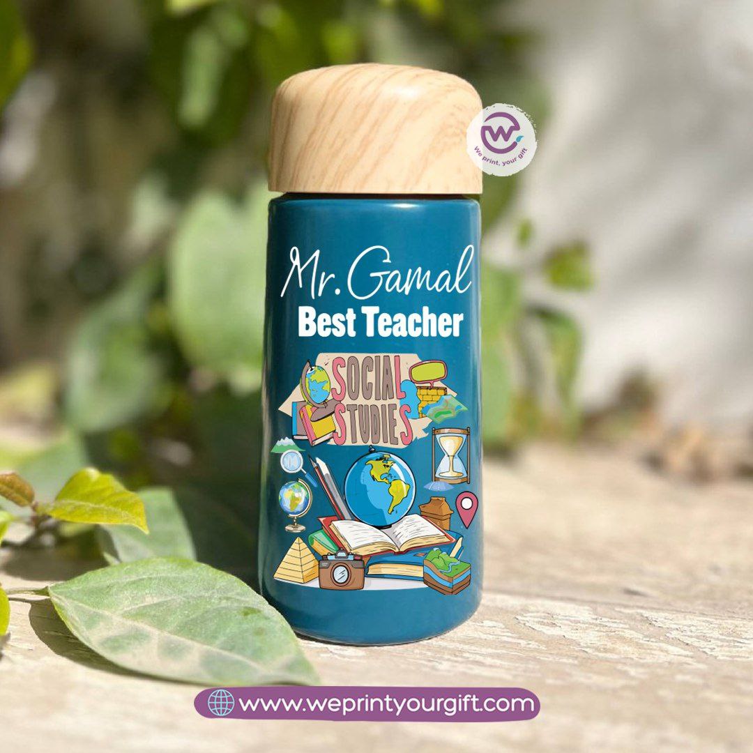 Mini Thermal Coffee Mug – (150ml & 250ml) | Wooden Lid - Teacher Appreciation Edition